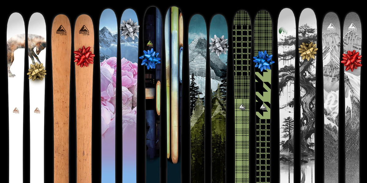 A selection Wagner Custom ski graphics with bows