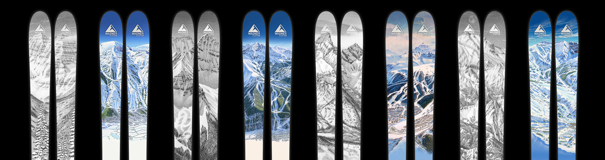A selection of graphics from James Niehues for Wagner Custom Skis.