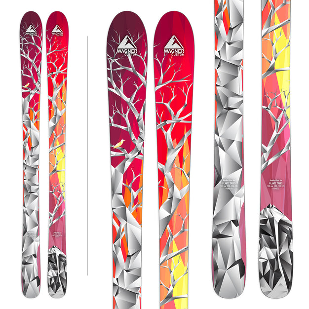 Wagner Custom Skis "San Joaquin" stock topsheet graphic. A triangle-pattern representing aspen trees on pink.