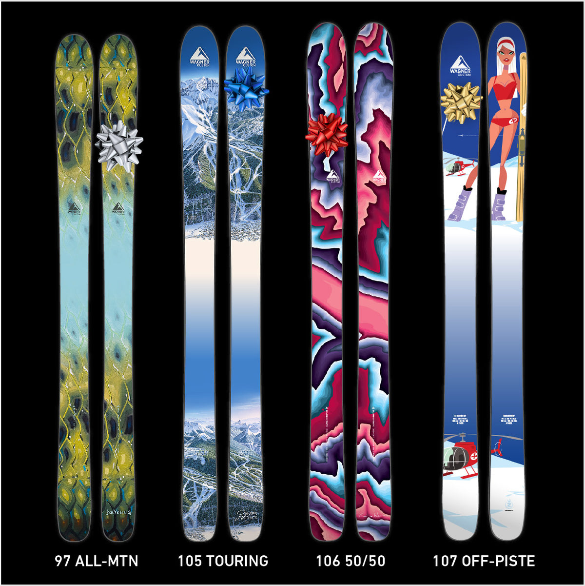 Factory Skis with Artist Series graphics