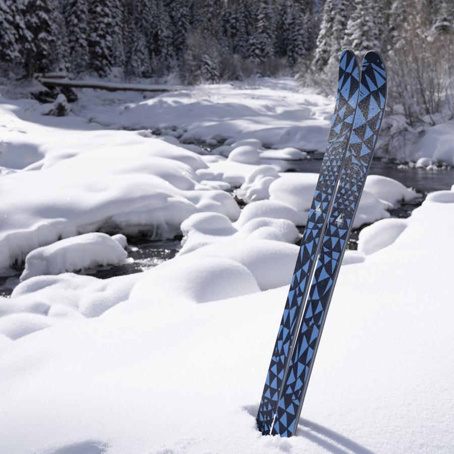 A singular Wagner Factory ski in the snow at the San Miguel River San Juan Mountains Telluride Colorado