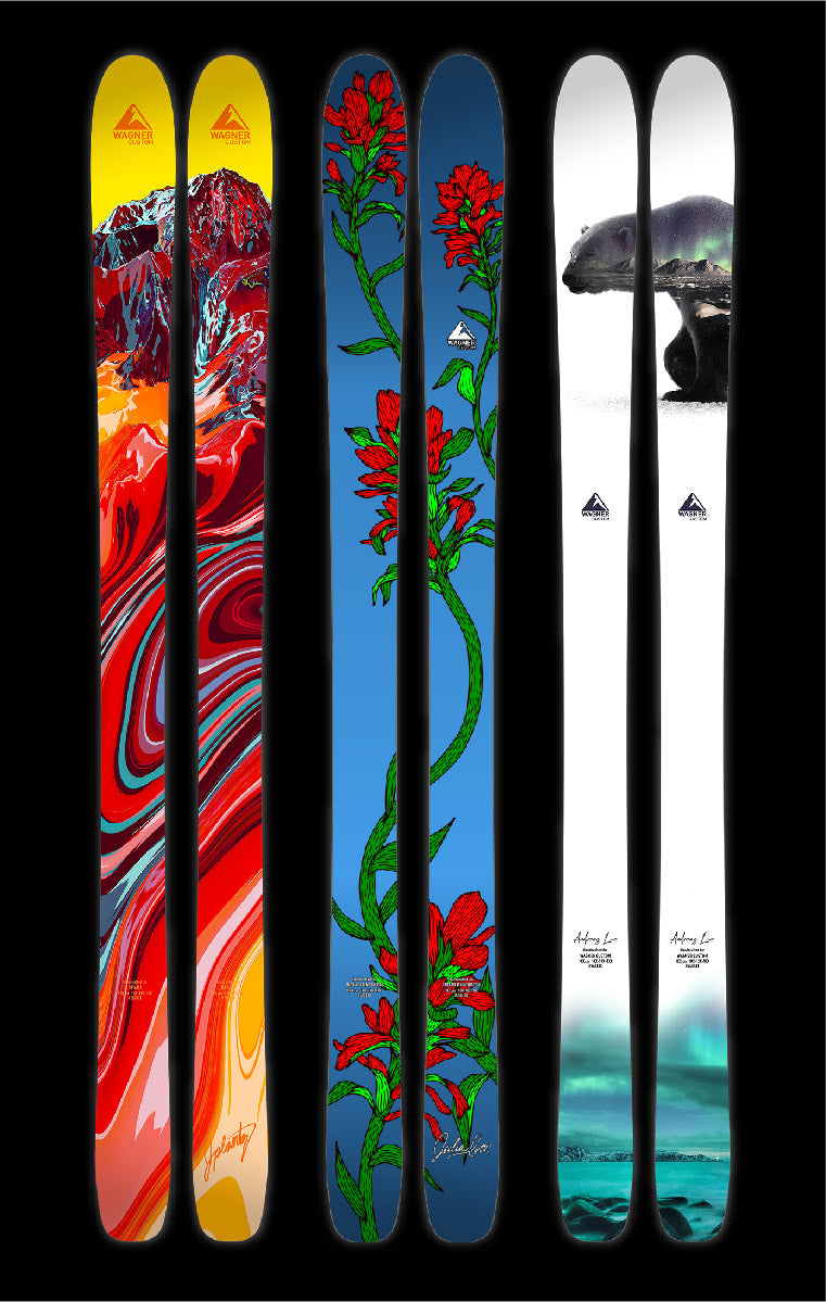 A selection of Artist Series graphics from Wagner Custom Skis
