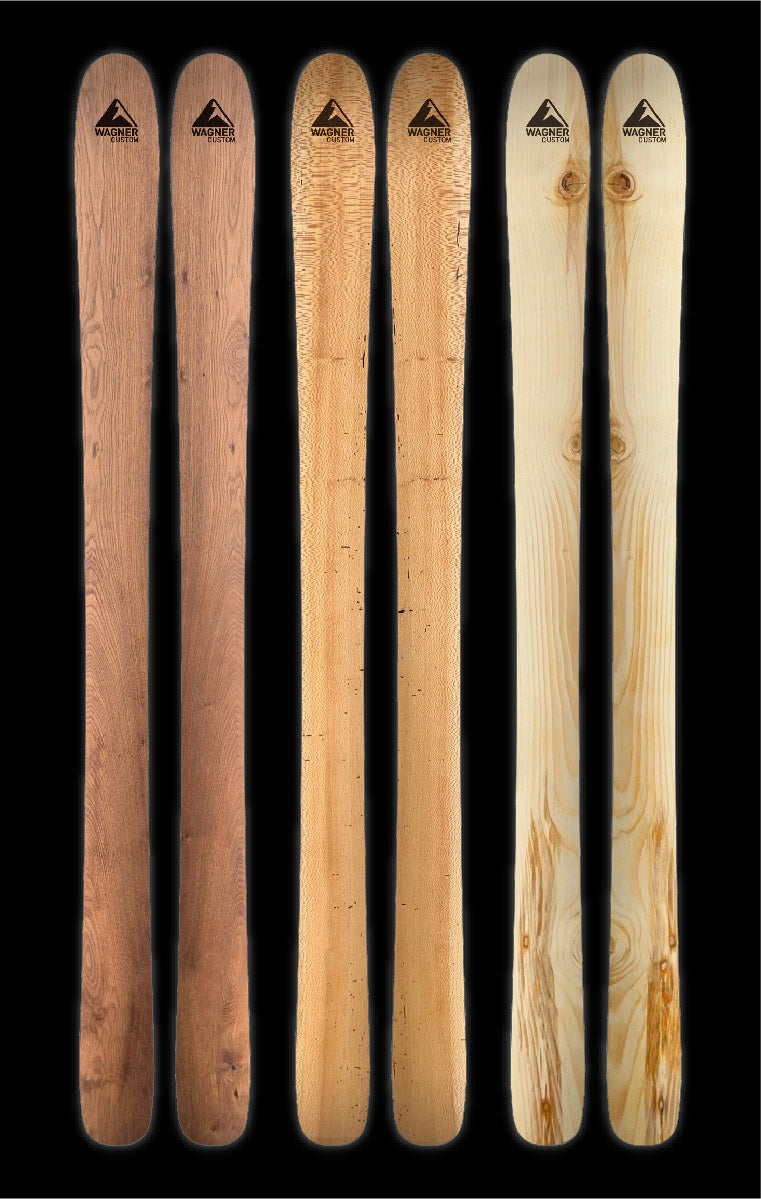 Three wood veneers from Wagner Custom Skis