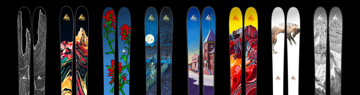 A selection of Artist Series skis from Wagner Custom Skis