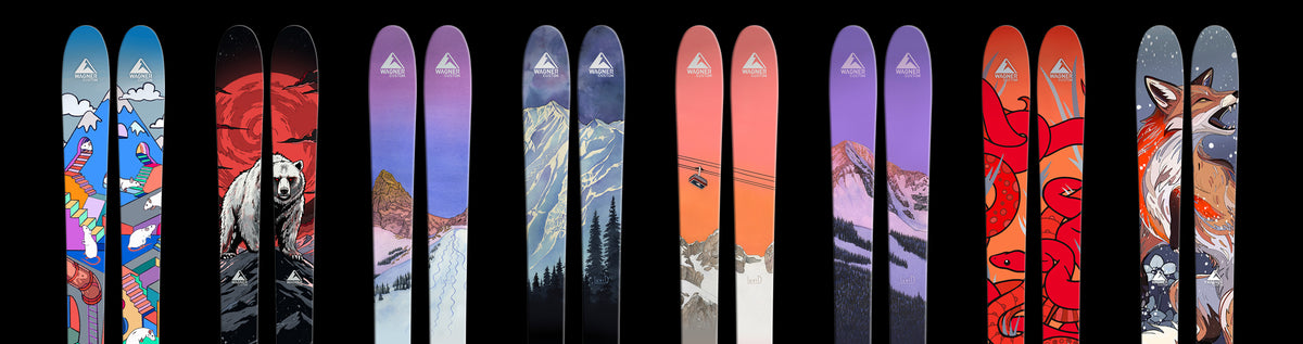 A selection of Artist Series skis from Wagner Custom Skis